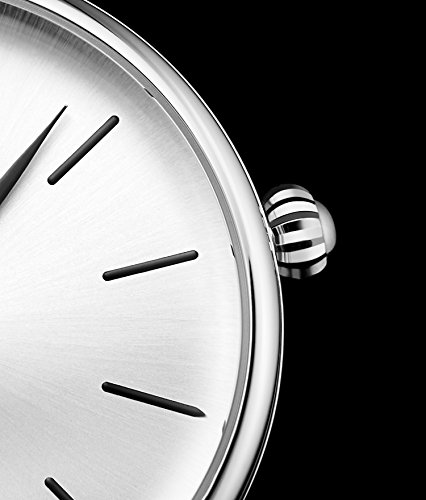 Stuhrling Original Mens Watch Calfskin Leather Strap - Vintage Style Lugs - Silver Analog Watch Dial with Date, 3913 Ascot Watches for Men Collection (Black/Silver) - Thumbnail 4