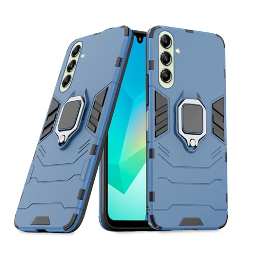 Image of Pikkme Back Cover for Samsung Galaxy A16 5G | 360 Protection Case | Ring Holder Stand D5 Tough Armor Bumper Case (Blue)