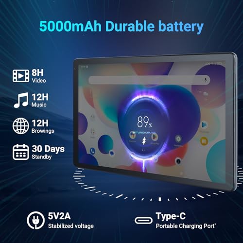 Image of Android 16 Tablet 10 Inch 30GB RAM 128GB ROM 1TB Expand, Octa-Core Processor, Widevine L1 HD IPS Touchscreen, WiFi 6 BT5.3 Dual Camera Face Unlock Tablet, Black