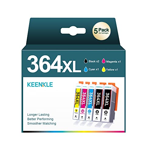 364 XL Pack de 5 Cartouches d'encre Compatible Remplacement pour HP 364 364XL pour HP Photosmart 5520 5510 5522 5520 6520 B8550 C5388 7510 7520 Officejet 4620 Deskjet 3070A (Noir Cyan Magenta Jaune)