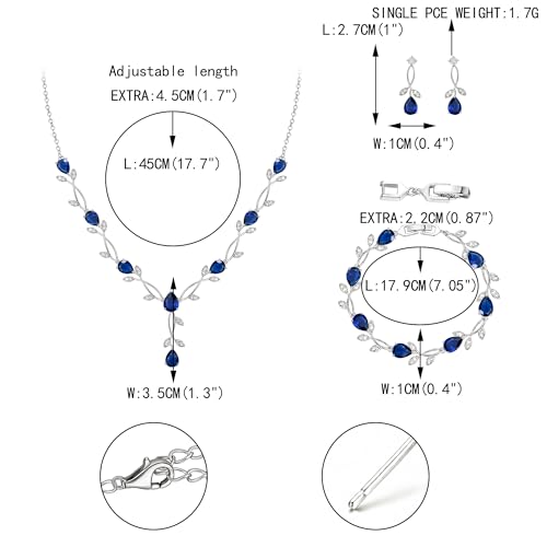 Image of EVER FAITH Cubic Zirconia Pearl Leaf Bridal Jewelry Set for Bride Women