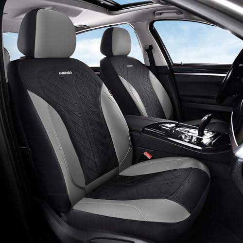 Image of Coverado Leather Car Seat Cover for 2 Seats Front Seat Covers Waterproof Seat Covers 2-Pack Luxury Car Seat Protectors Universal Fit for Most Vehicles, SUV, Truck, Sedan