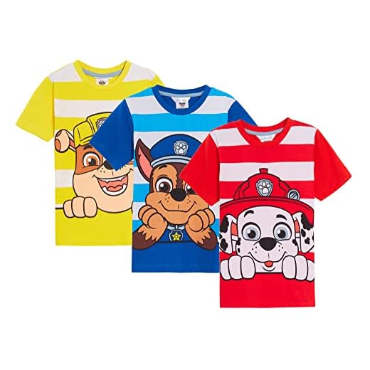 Nickelodeon Paquete de 3 Camisetas de Paw Patrol para Niños (Multicolor, 5-6 Años)