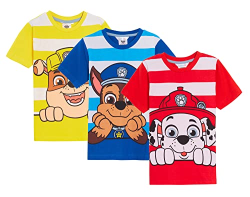 Paw Patrol Lot de 3 t-Shirts pour garçon Chase Marshall Rubble Dress Up Top T-Shirts Courts
