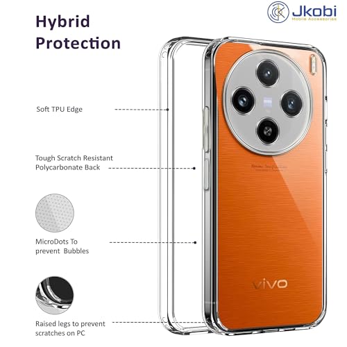 Image of Jkobi Back Case Cover for Vivo X100 5G (Silicone Clear Shockproof Case with Camera Protection and Dust Plugs | Transparent)