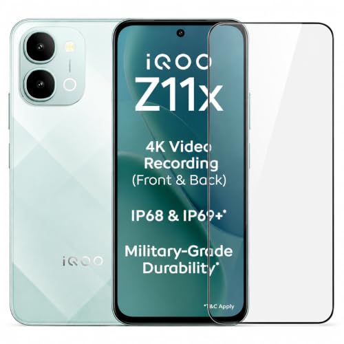 Image of Military-Grade Tempered Glass Screen Protector Compatible for iQOO Z11x 5G with Edge to Edge Coverage and Easy Self Installation kit (iQOO Z11x 5G)