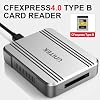 قارئ بطاقات CFexpress 4.0 Type B بسرعة 40 جيجابت في الثانية - قارئ USB4 CF Express، قارئ بطاقات ذاكرة CFexpress Type B، محول بطاقة ذاكرة محمول من الألومنيوم، قابل للتوصيل والتشغيل، متوافق مع الكاميرات وأجهزة الكمبيوتر المحمولة والأقفاص