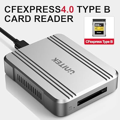 قارئ بطاقات CFexpress 4.0 Type B بسرعة 40 جيجابت في الثانية - قارئ USB4 CF Express، قارئ بطاقات ذاكرة CFexpress Type B، محول بطاقة ذاكرة محمول من الألومنيوم، قابل للتوصيل والتشغيل، متوافق مع الكاميرات وأجهزة الكمبيوتر المحمولة والأقفاص
