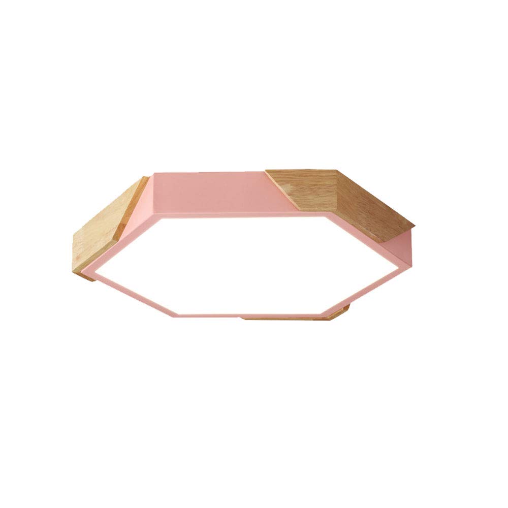 Lustre LED flush mount en bois nordique hexagonale pour plafond élégant - 8