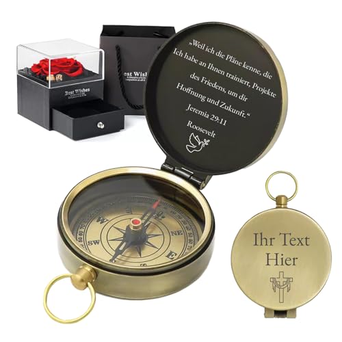 Kompass Personalisiert Kompass Outdoor Kompass mit Gravur Textname Wasserdicht Compass für Kommunion Religiöse Taufe Geschenk (kompass)