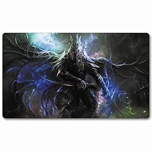 Bozzhen TCG Alfombra de juego de mesa MTG para juegos, superficie de tela lisa, base de goma con bordes cosidos, diseños artísticos originales, 61 x 35,6 cm, noche mágica