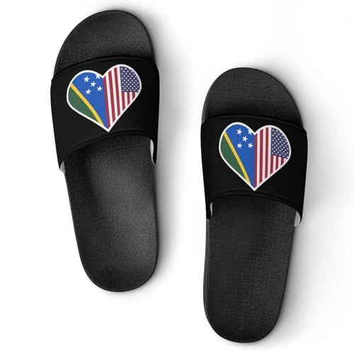 I Love U.S. And The Solomon Islands House Sandals Non-Slip Bathroom Slippers Beach Summer Shoes for Men Women
