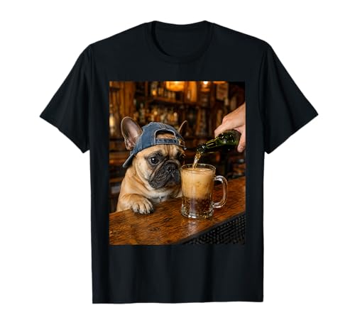 French Bulldog Drinking Beer Funny Frenchie Dog Meme T-Shirt