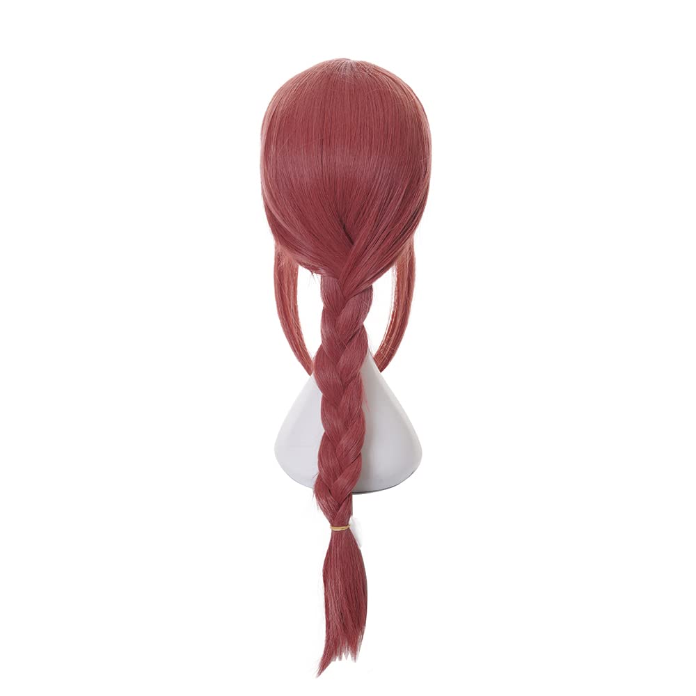 ZGNGLIZ Anime Cosplay Wig - Makima Red Long Wig with Braid - Heat Resistant & Breathable - Size 54-61cm, 54-61 cm - Image 2