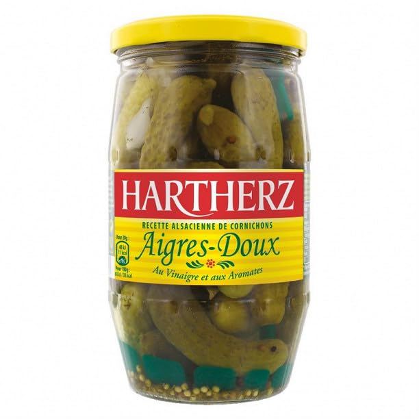 HARTHERZ | Cornichons Aigres-Doux Au Vinaigre Et Aux Aromates Bocal 380G | Lot De (2) | livraison offerte