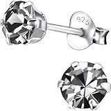 HOCHWERTIGER BLICKFANG: Damenschmuck aus feinem 925 Sterling Silber, mit funkelnden Zirkonia, Durchmesser: 5 mm