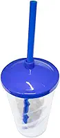 10 Copos Twister Com Tampa e Canudo Cristal Colorido 400ml Cor:Azul Royal