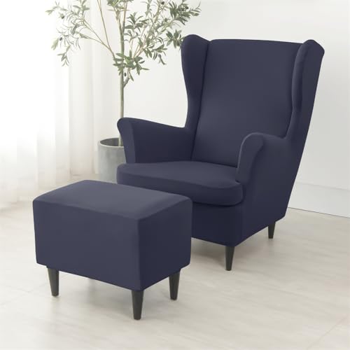 Funda para sillón orejero de spandex antiarañazos que cubre sillón y otomana