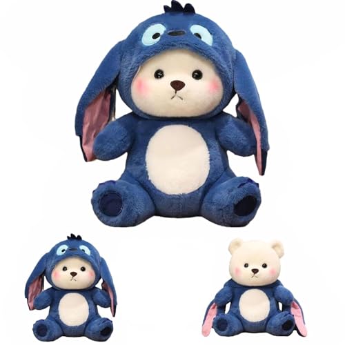 Image of Baby Plushies, Blue Lovable Huggable Soft Toy, Big Size Hooded Plush Teddy Bear, Elegant Soft Plush Toy for Babies, Great Birthday Gift for Girls - 30 cm