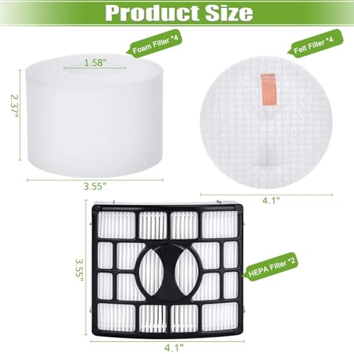 Image of for Shark UV700 Filter Replacement DuoClean Rotator Lift Away Upright Vacuum ZD550 ZD552 NV611 NV600 NV601 NV770 NV771, 2 HEPA Filters + 4 Foam & 4 Felt Filters, Replace Parts XFF600, XHF600