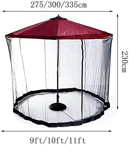 Outdoor Garden Umbrella Your Parasol into a Gazebo Garden Mosquito Cover Net Patio Umbrella Screen with Zipper Doorols for Indoor and Outdoor, Camping (Color : White, Size : 300 (Black 275 X 230cm/9ft