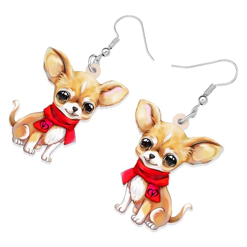 WEVENI Cute Acrylic Dog Earrings Dangle Pug Dachshund Decor Jewelry Chihuahua Gifts for Women Girls Kids Pet Dog Charms (Chihuahua D) - Image 3