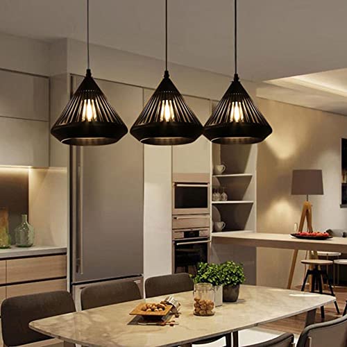 Lampe de plafond en fer creux E27 suspension de cantine moderne noire
