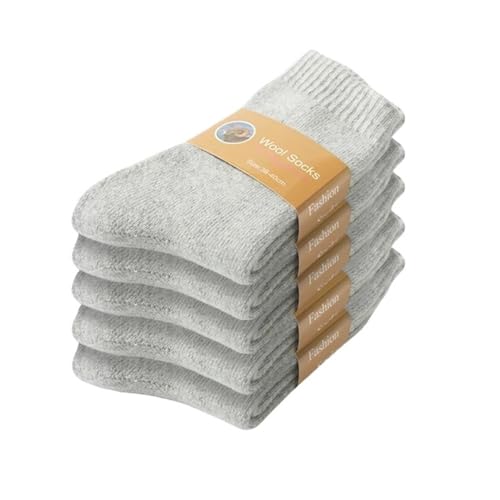 HIKOO DAILY 5 pares de calcetines de lana de invierno para hombre, súper gruesos, sólidos, de felpa, para mujer, contra la nieve fría, azul, Altoa única