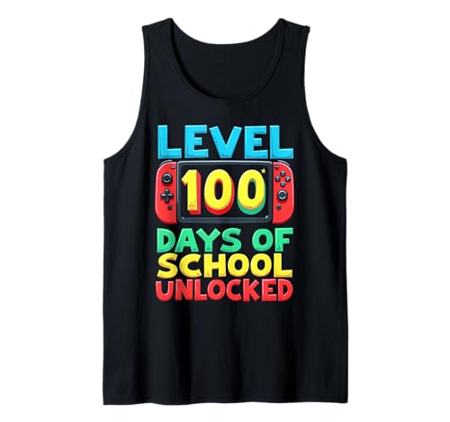 Gaming Lovers Gamers Kids Level 100 Days of School Unlocked Camiseta sin Mangas