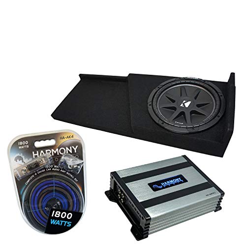 Harmony Audio Compatible with 2007-2013 GMC Sierra Extended Cab Truck Kicker Bundle Comp C10 Single 10 Sub Box Enclosure & Harmony HA-A400.1 Amp