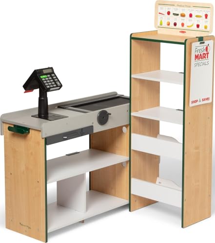 Melissa & Doug Freestanding Wooden Fresh Mart Grocery Store - Supermarket Pretend Play - FSC-Certified Materials & Fridge Groceries Play Food CartonsToy Groceries product thumbnail 9