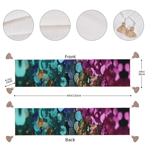 Chemin de table rustique à pois pailletés et pompons chic de 152 cm - 5