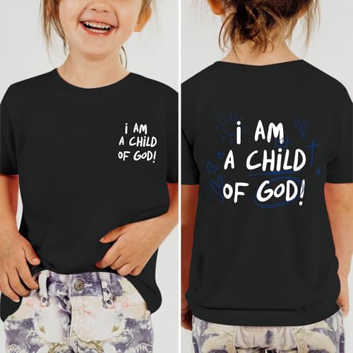 Image of KEEVICI Cute I Am A God of Child Shirt Girls Graphic Tees Christian T Shirts for Kids Jesus Religious Faith Cotton Summer Top