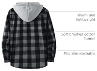 ZITY 3 Pack Men's Flannel Hoodie Shirts Long Sleeve Button Down Plaid Shirt — image 4