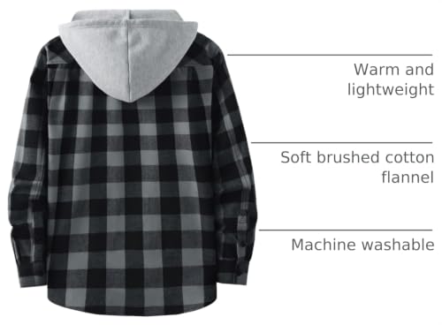 ZITY 3 Pack Men's Flannel Hoodie Shirts Long Sleeve Button Down Plaid Shirt | Vintage, Classic, Warm, Durable, Casual, Business, Workwear, Office, Travel, Outdoor, Party, Daliy, Machine Wash, with Pocket