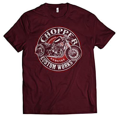 NG articlezz Camiseta Hombre Biker Oldschool Chopper Destornillador - Rojo Oscuro/Borgoña, M