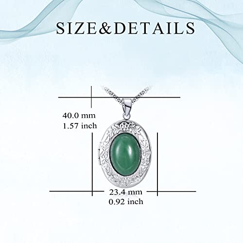 Gorache Green Aventurine Locket Necklaces Personalized Holding Pictures Photo Gemstone Locket Pendant Necklace Jewelry Gift For Women Girls Lovers #TOP5