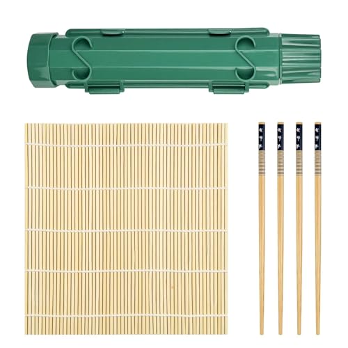 Skynzor Kit Sushi, Máquina Molde Onigiri Maker Casero, Utensilios Completo Principiantes Esterilla Bolas de Arroz, Profesional Maki Kit para Hacer Sushi Casa Diy