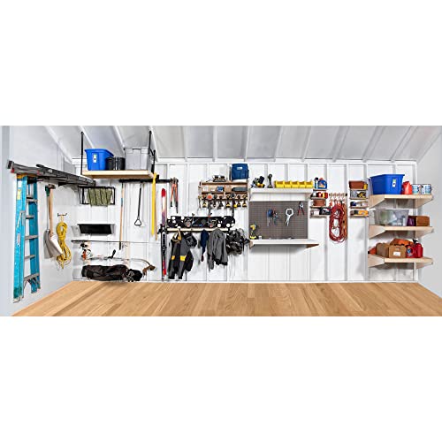 Shedorize Snowboard And Ski Storage Rack For Garage - Unfinished Indoor Ski Storage Shelf With 10 Hooks - Made In The Usa - Ski Rack Dimensions 8.25" D X 60.5" W X 6" H #TOP1