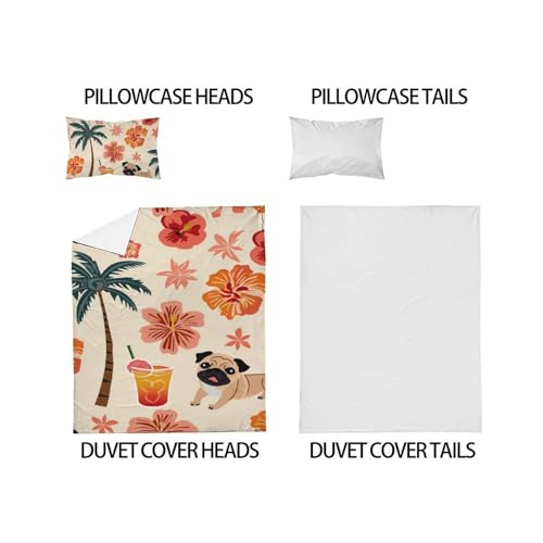 Housse de couette carlin 135x200 parure de lit fleurs microfibre - 5
