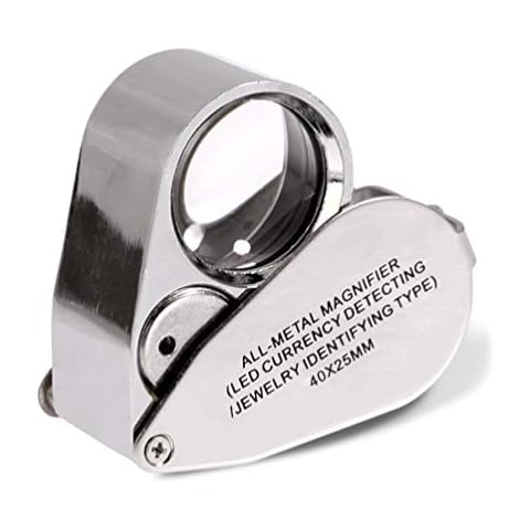 KINGMAS 40x Jeweller Loupe Folding Magnifying Jewelry Eye Magnifier With LED Light Illuminated (LED Currency Detecting/Jewlers Identifying Type Lupe) Cover