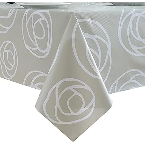 LOHASCASA Square Vinyl Tablecloth 100% Waterproof Oil Proof Spill Proof PVC Table Cloth Wipe Clean Table Cover for Kitchen Dining Picnic, Beige Rose 54 x 54 Inch Cover