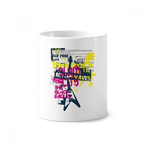 Guitare rose jaune gobelet céramique blanche pot à pinceaux 350ml