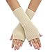 Convertible Flower Mittens, Ladies Knit Fingerless Gloves For Fashion And Warmth,White,One Size,Beige,One Size