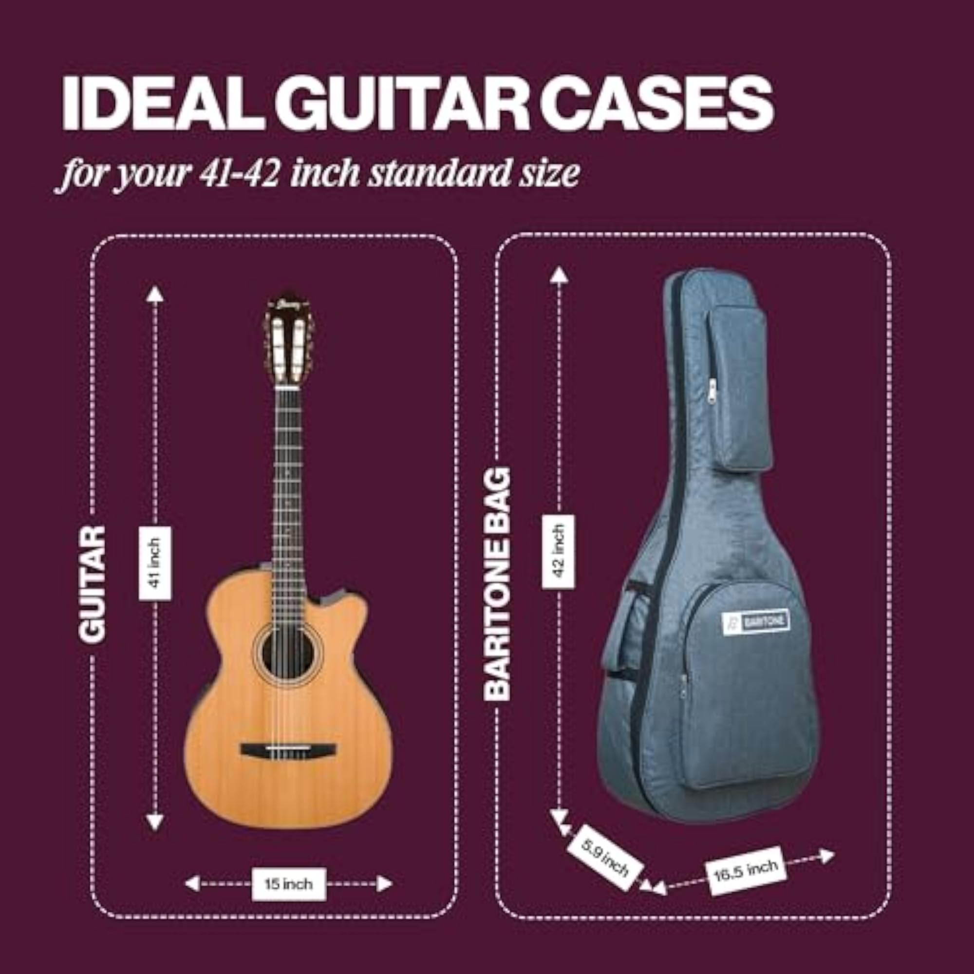 Polyester Blend Heavy Padded Guitar Bag for Acoustic Guitars