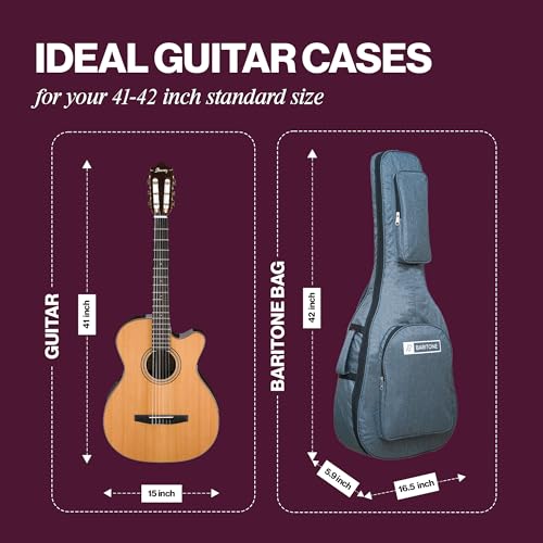 Image of Baritone Nylon Luggage Guitar Gig Bag Cover Padded For All Guitar Like Yamaha FS80C, F280, F310, F370, F620, APX600, CPX600 (Grey)