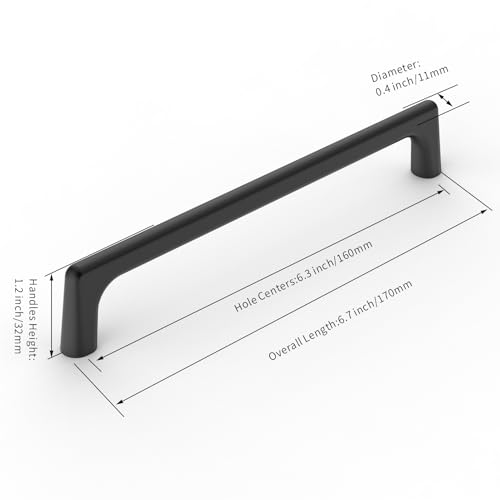 Image of 9BUILD Matte Black Cabinet Pulls - 10 Pack, 6.25 Inch, Black Kitchen Pulls & Drawer Handles