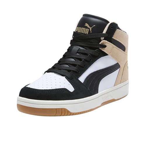 Image of PUMA Womens Rebound Layup Mid Shoes Puma White /Puma Black /Cashew 6.5 Medium
