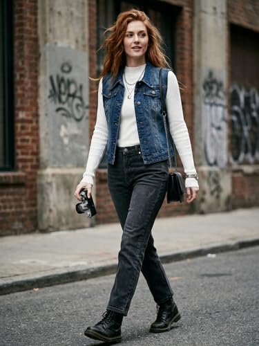 Chaleco vaquero lavado para mujer con bolsillos Allegra K gilet denim 3