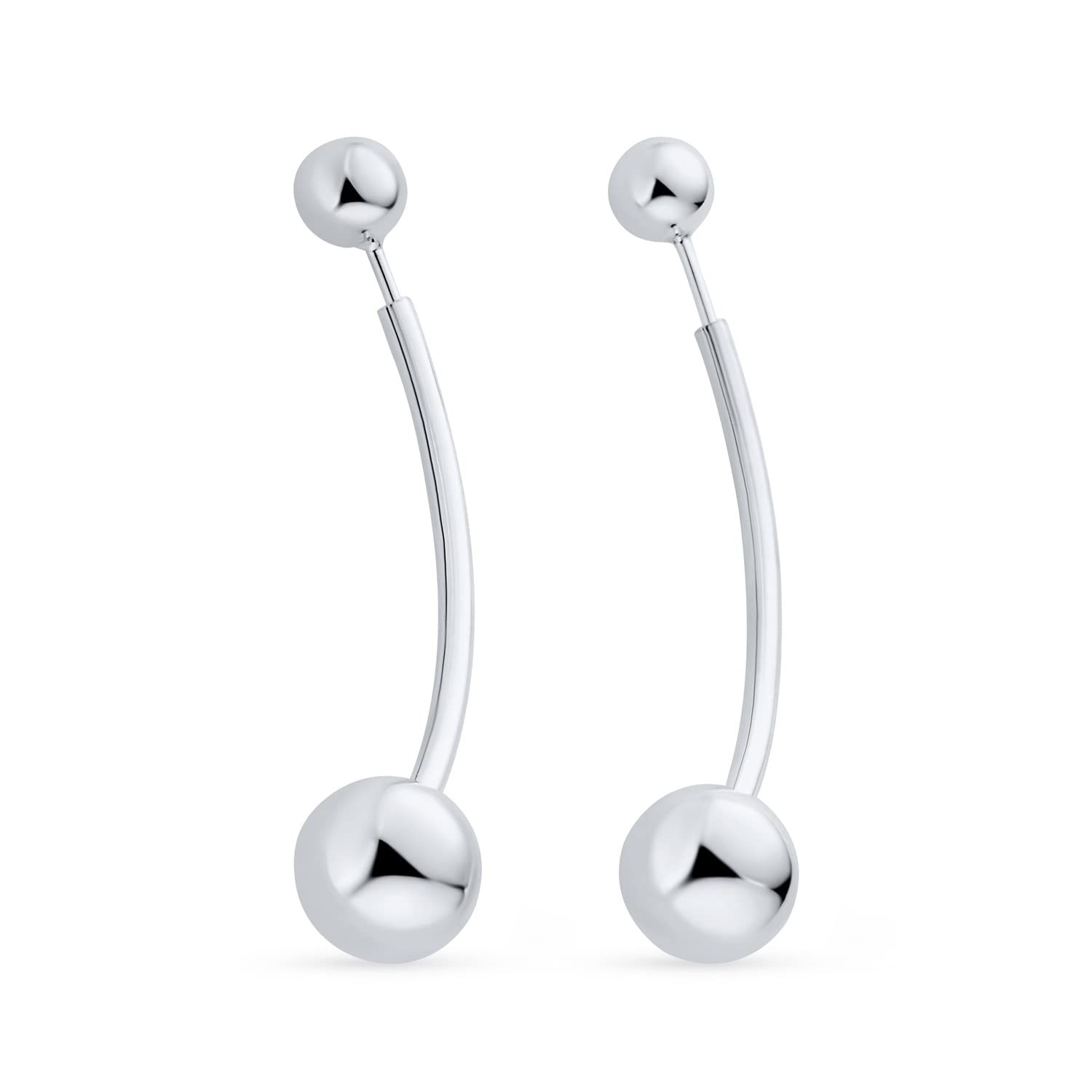 Pendientes colgantes de hilo largo fino geométrico minimalista con cuentas escalonadas para mujer adolescente, chapados en oro amarillo de 14K, plata de ley .925, cuenta de 8MM